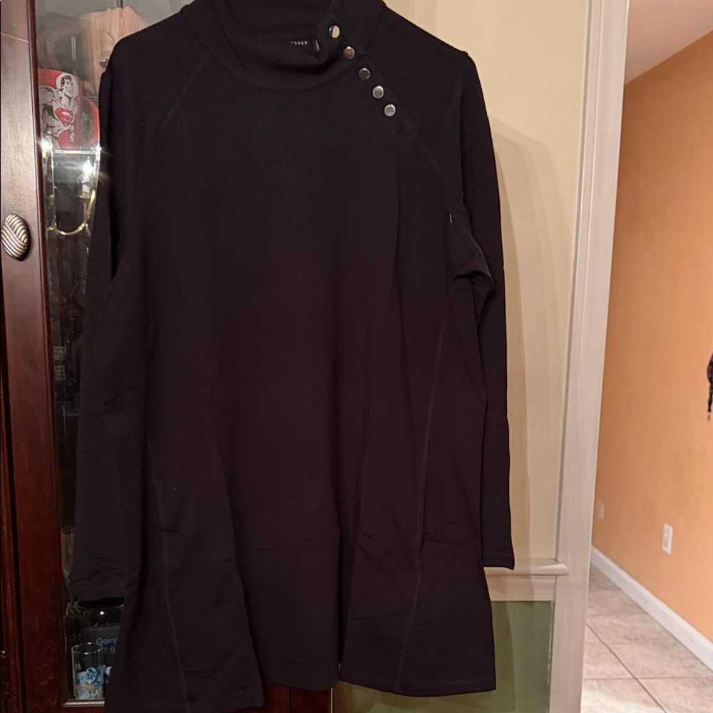 Susan Graver Black Tunic with Button Detail